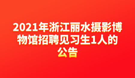 2021年浙江丽水摄影博物馆招聘见习生1人的公告